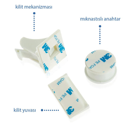 Babyjem Mıknatıslı Çekmece Kiliti Çoklu Paket - 12 Kilit + 3 Mıknatıs