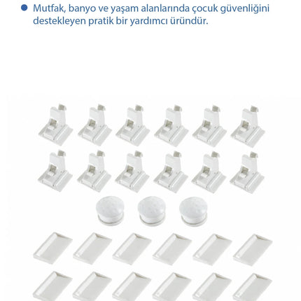 Babyjem Mıknatıslı Çekmece Kiliti Çoklu Paket - 12 Kilit + 3 Mıknatıs