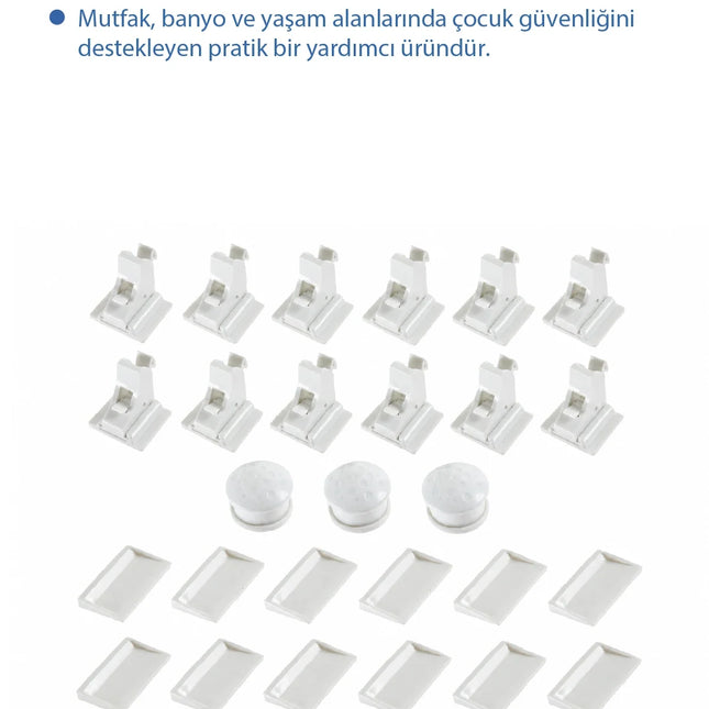 Babyjem Mıknatıslı Çekmece Kiliti Çoklu Paket - 12 Kilit + 3 Mıknatıs