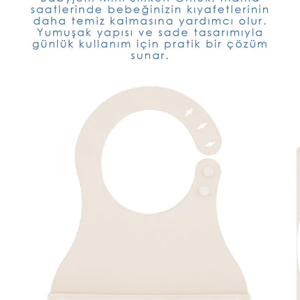 Babyjem Mini Silikon Mama Önlüğü Ekru