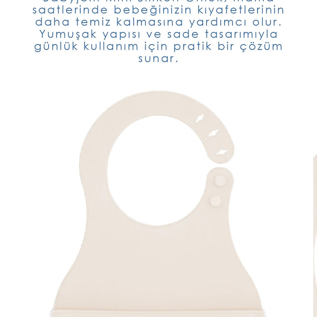 Babyjem Mini Silikon Mama Önlüğü Ekru
