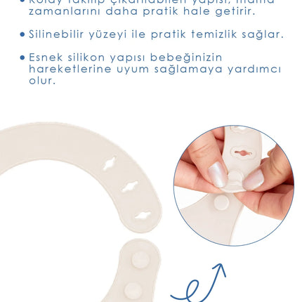 Babyjem Mini Silikon Mama Önlüğü Ekru