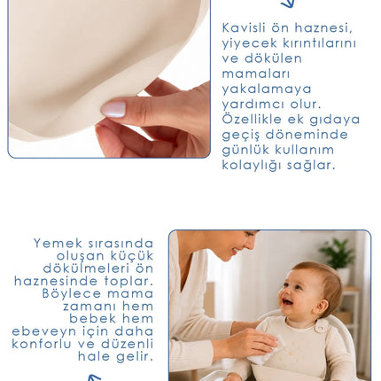 Babyjem Mini Silikon Mama Önlüğü Ekru