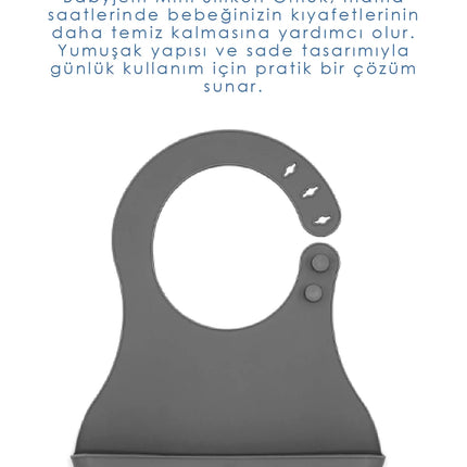 Babyjem Mini Silikon Mama Önlüğü Gri