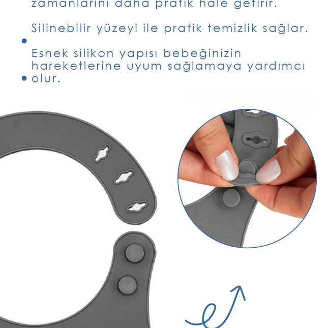 Babyjem Mini Silikon Mama Önlüğü Gri