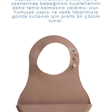 Babyjem Mini Silikon Mama Önlüğü Latte