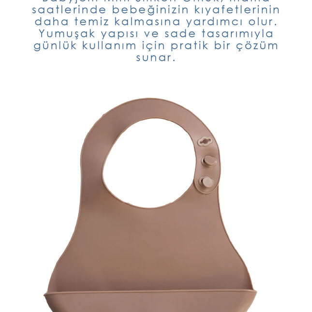 Babyjem Mini Silikon Mama Önlüğü Latte