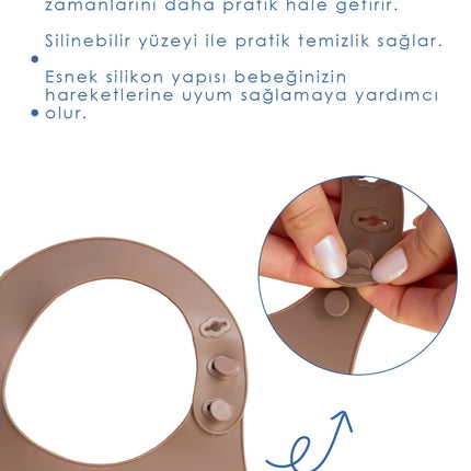 Babyjem Mini Silikon Mama Önlüğü Latte