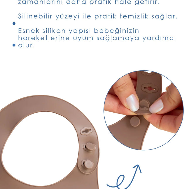 Babyjem Mini Silikon Mama Önlüğü Latte