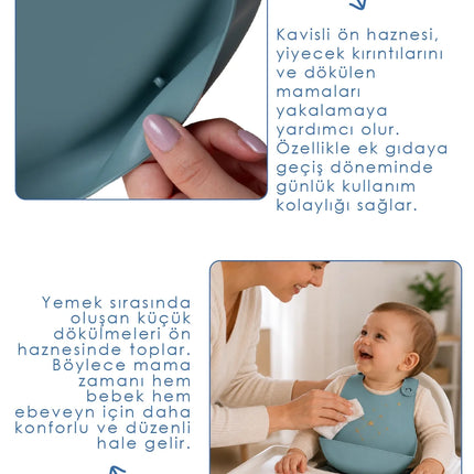 Babyjem Mini Silikon Mama Önlüğü Mint