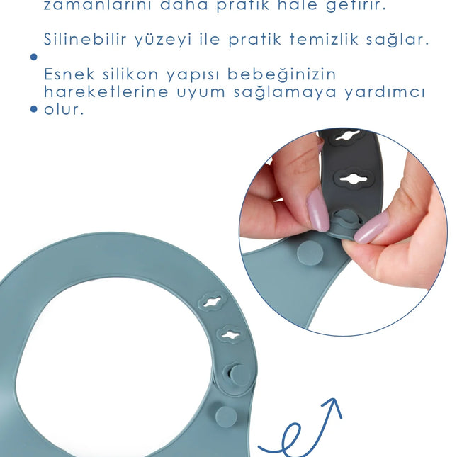 Babyjem Mini Silikon Mama Önlüğü Mint