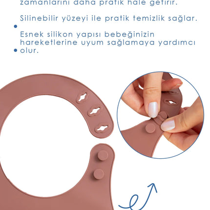 Babyjem Mini Silikon Mama Önlüğü Mocha