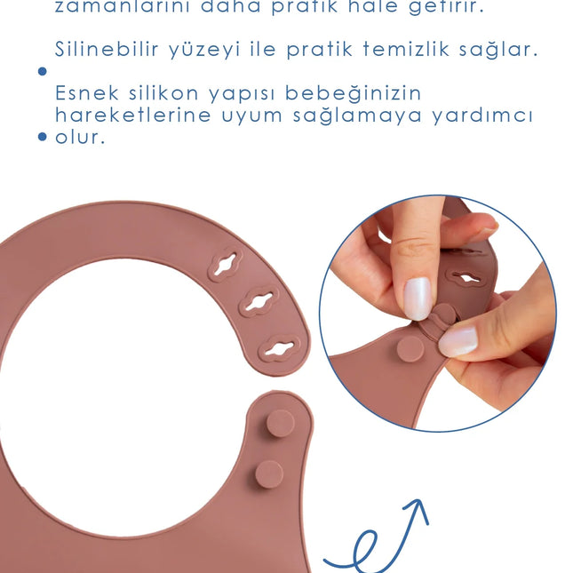 Babyjem Mini Silikon Mama Önlüğü Mocha