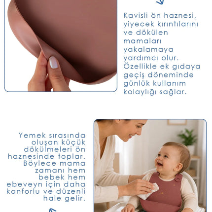 Babyjem Mini Silikon Mama Önlüğü Mocha
