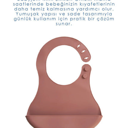 Babyjem Mini Silikon Mama Önlüğü Mocha