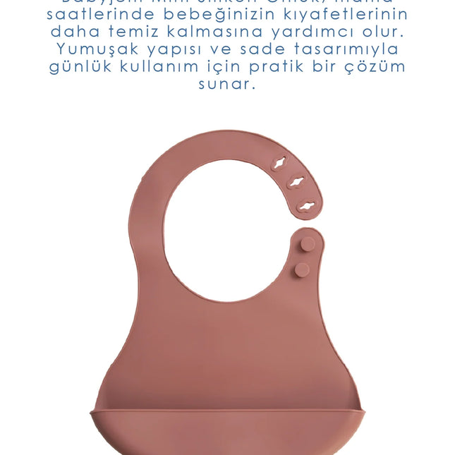 Babyjem Mini Silikon Mama Önlüğü Mocha