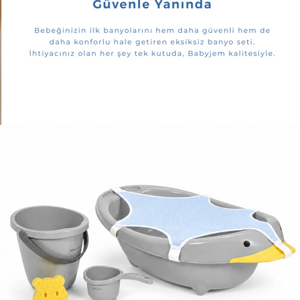 Babyjem Neşeli Ördek Banyo Seti 5 Parça Soft Gri