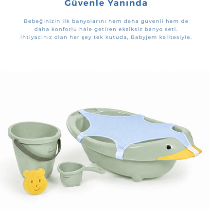 Babyjem Neşeli Ördek Banyo Seti 5 Parça Soft Yeşil