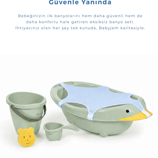 Babyjem Neşeli Ördek Banyo Seti 5 Parça Soft Yeşil