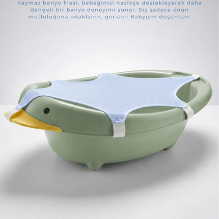Babyjem Neşeli Ördek Banyo Seti 5 Parça Soft Yeşil