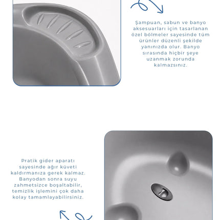 Babyjem Neşeli Ördek Bebek Banyo Küveti Soft Gri