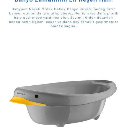 Babyjem Neşeli Ördek Bebek Banyo Küveti Soft Gri