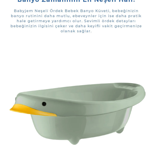 Babyjem Neşeli Ördek Bebek Banyo Küveti Soft Yeşil