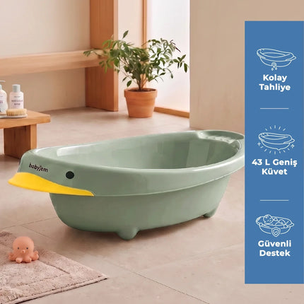Babyjem Neşeli Ördek Bebek Banyo Küveti Soft Yeşil