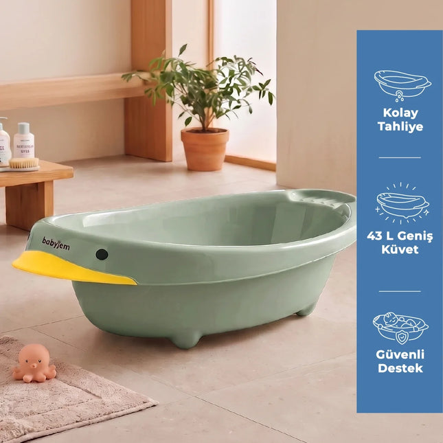Babyjem Neşeli Ördek Bebek Banyo Küveti Soft Yeşil