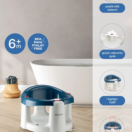 Babyjem Önden Açılır Banyo & Mama Oturağı İndigo Mavi
