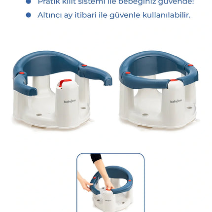 Babyjem Önden Açılır Banyo & Mama Oturağı İndigo Mavi