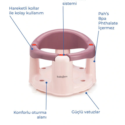 Babyjem Önden Açılır Banyo & Mama Oturağı Mürdüm