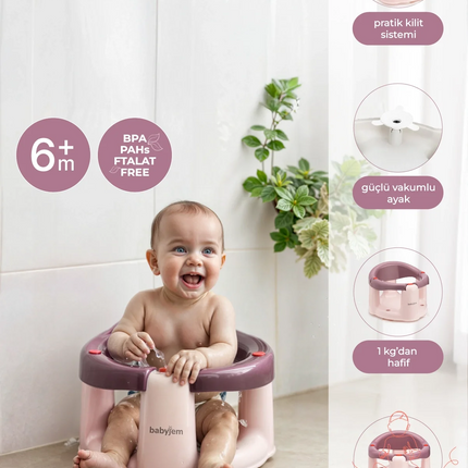 Babyjem Önden Açılır Banyo & Mama Oturağı Mürdüm