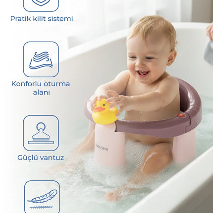 Babyjem Önden Açılır Banyo & Mama Oturağı Mürdüm