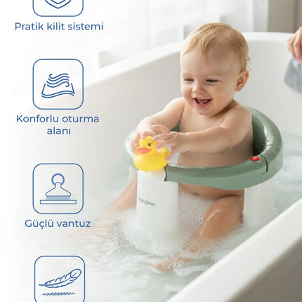 Babyjem Önden Açılır Banyo & Mama Oturağı Soft Yeşil