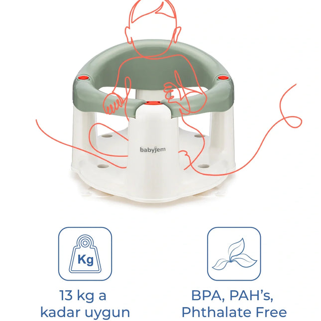 Babyjem Önden Açılır Banyo & Mama Oturağı Soft Yeşil