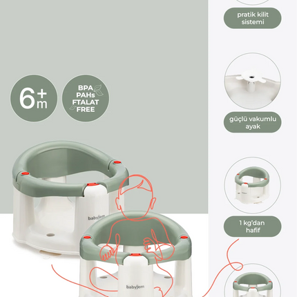 Babyjem Önden Açılır Banyo & Mama Oturağı Soft Yeşil