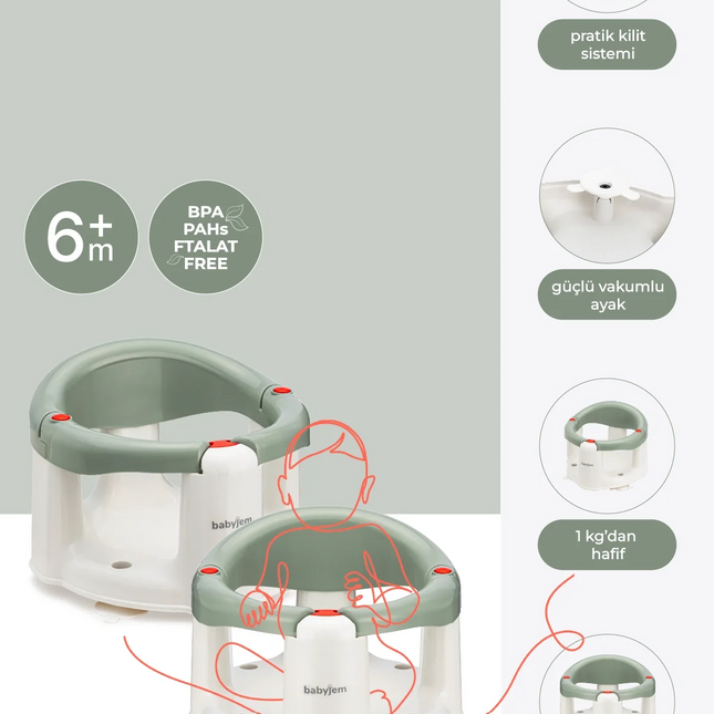 Babyjem Önden Açılır Banyo & Mama Oturağı Soft Yeşil