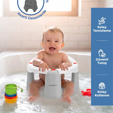 Babyjem Önden Açılır Banyo ve Mama Oturağı ve Hediye Minderli - 2 ' Li Set Kum Beji