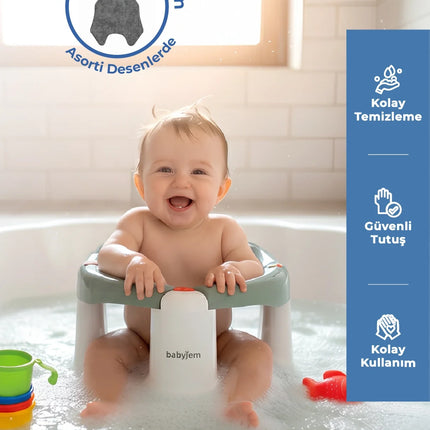 Babyjem Önden Açılır Banyo ve Mama Oturağı ve Hediye Minderli - 2 ' Li Set Soft Yeşil
