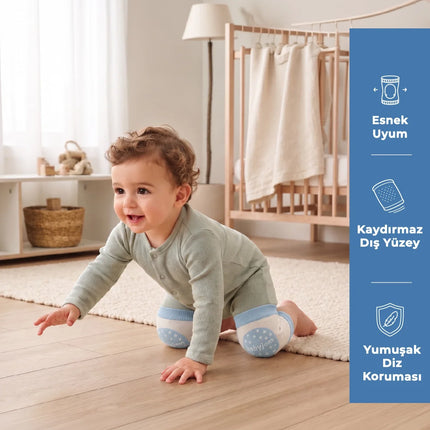 Babyjem Örgü Emekleme Dizliği Mavi