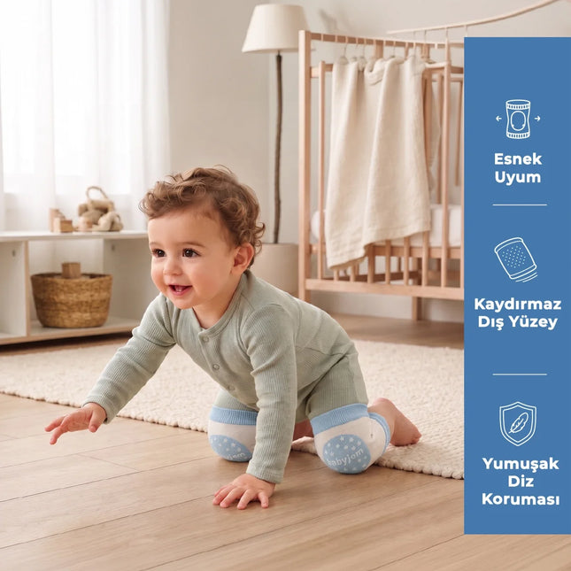 Babyjem Örgü Emekleme Dizliği Mavi