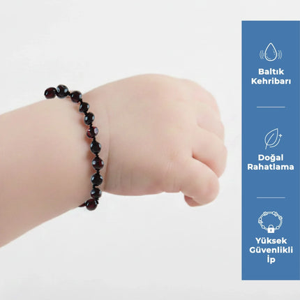 Babyjem Orjinal Sertifikalı Kehribar Bebek Bilekliği Vişne