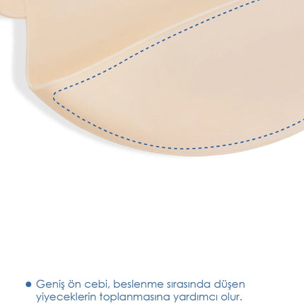 Babyjem Oval Hazneli Silikon Mama Önlüğü Ekru