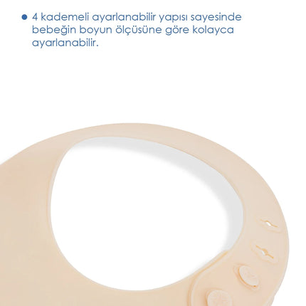 Babyjem Oval Hazneli Silikon Mama Önlüğü Ekru