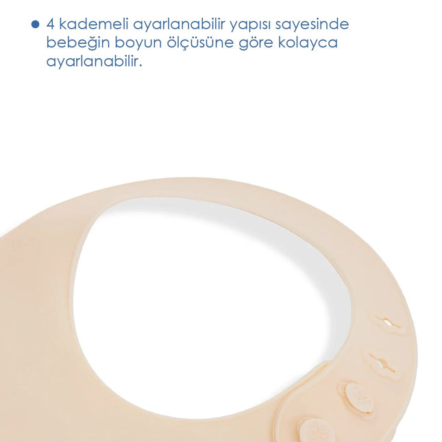 Babyjem Oval Hazneli Silikon Mama Önlüğü Ekru