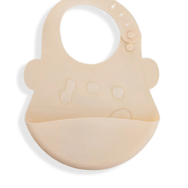 Babyjem Oval Hazneli Silikon Mama Önlüğü Ekru