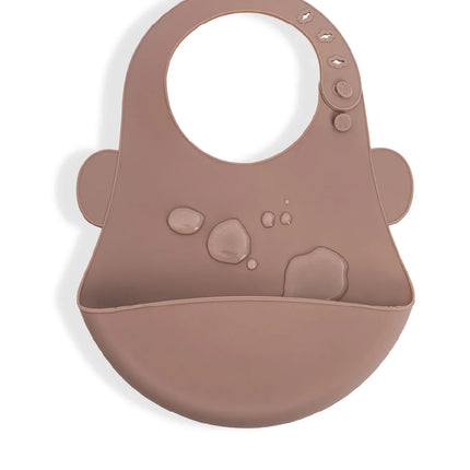 Babyjem Oval Hazneli Silikon Mama Önlüğü Latte