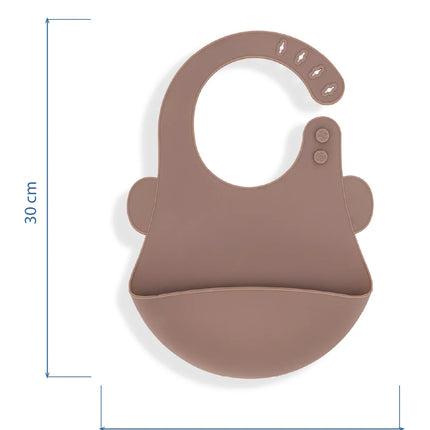 Babyjem Oval Hazneli Silikon Mama Önlüğü Latte