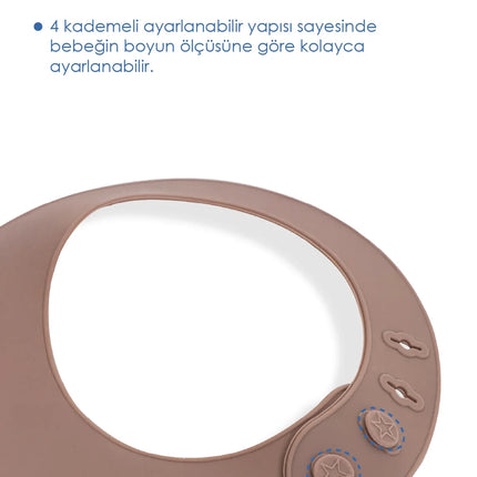 Babyjem Oval Hazneli Silikon Mama Önlüğü Latte